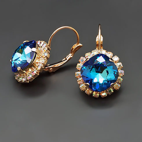 Auskari "Apžilbinošs Mirdzums III (Bermuda Blue)" ar Swarovski™ kristāliem